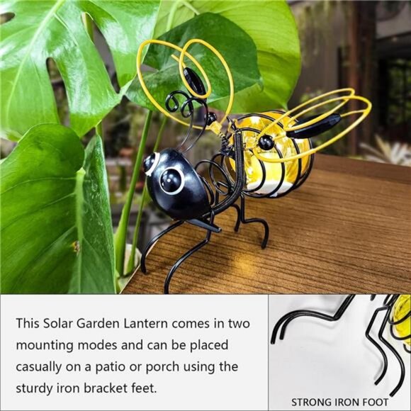 Solar Garden Lantern Outdoor Decorative Waterproof LED Bug Lights Tabletop - Picture 5 of 7